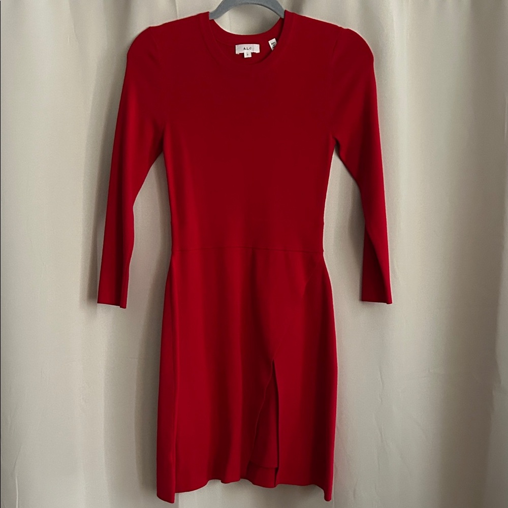 A.L.C. Red Long-Sleeve Knit Dress